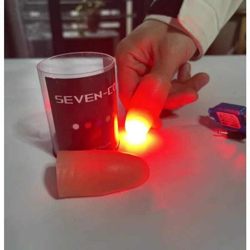 Thumb Tip Magic Trick Set - Luz LED de siete colores, puntas