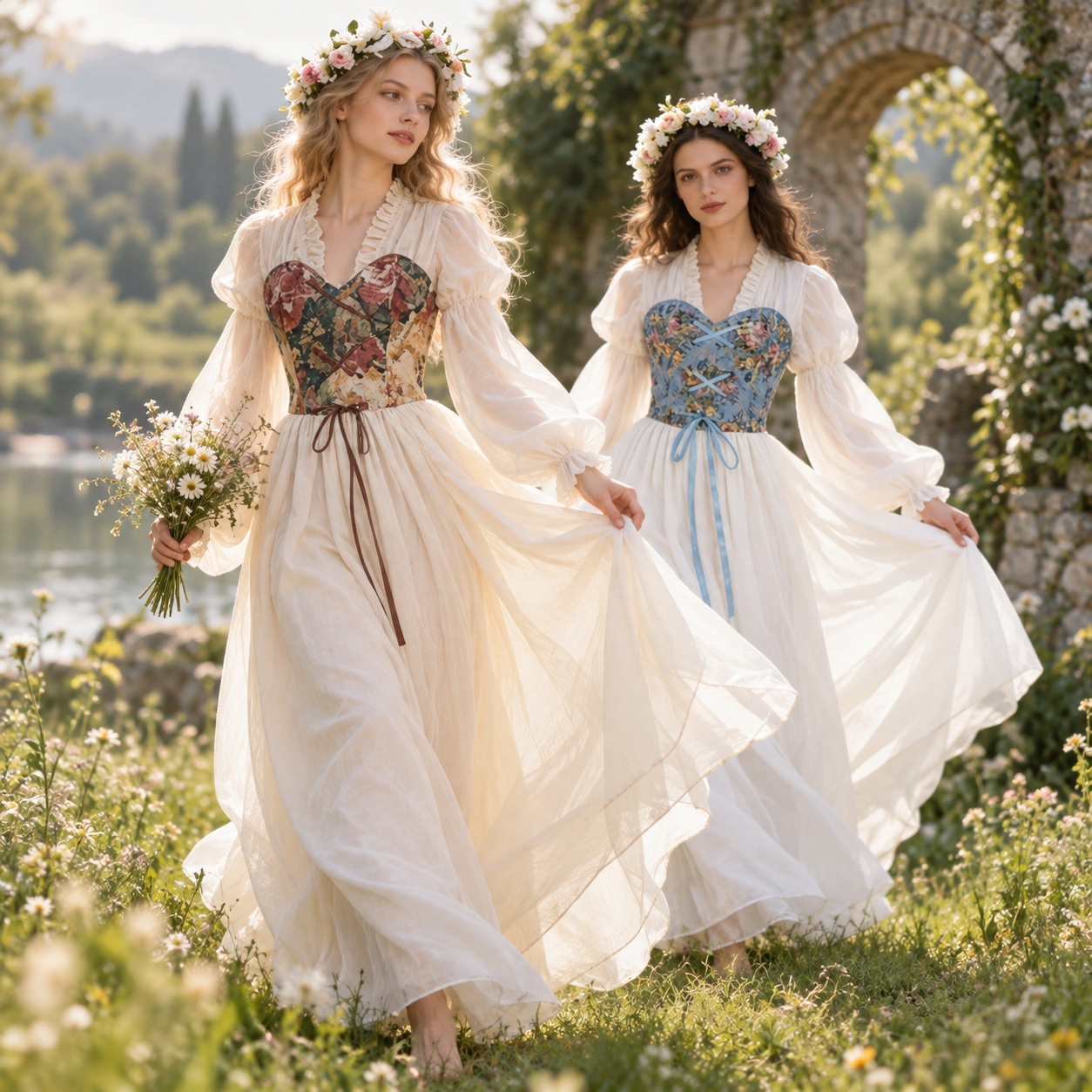 Costumes - Vestido de cintura con corsé de