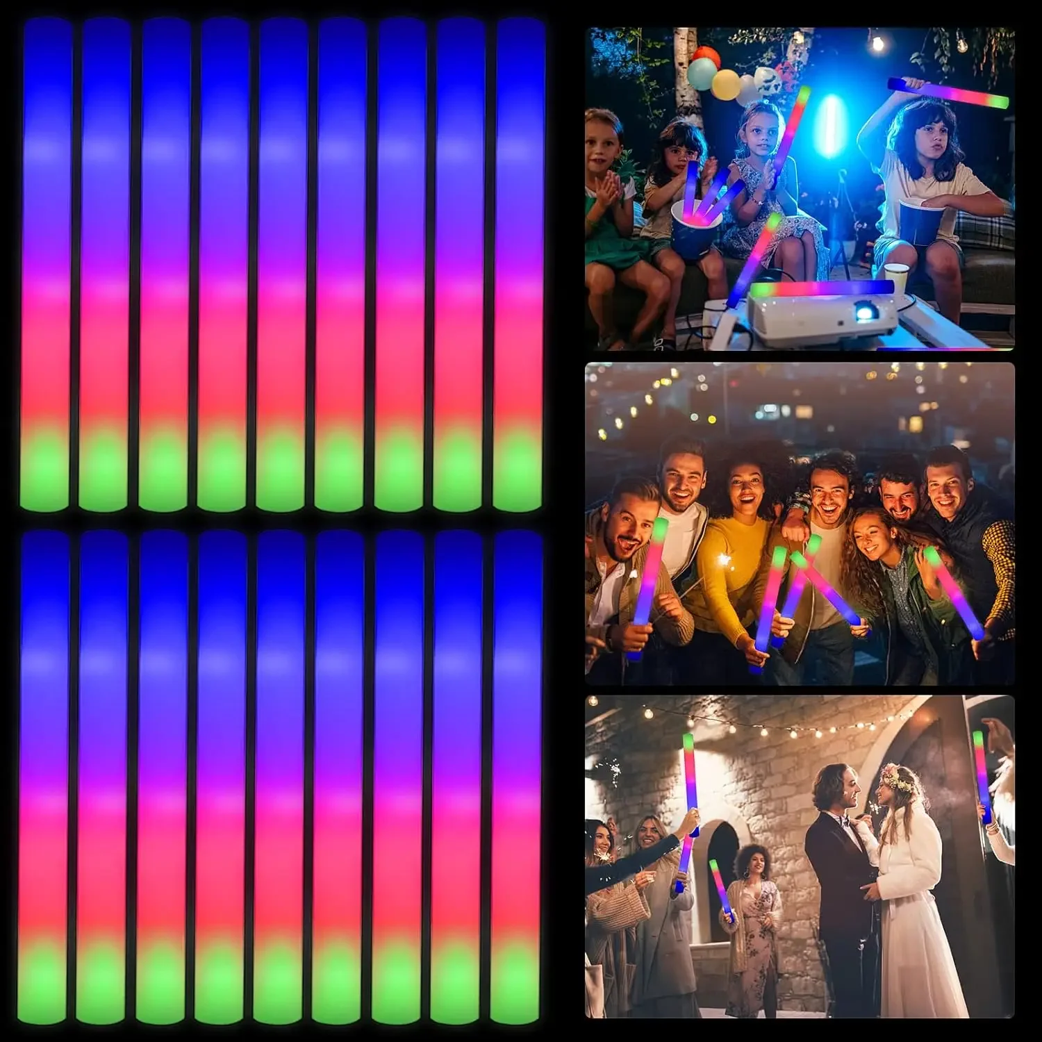 1Z-50PCS Barras Luminosas de E - Flashing Led Foam Sticks Party reseña y precio