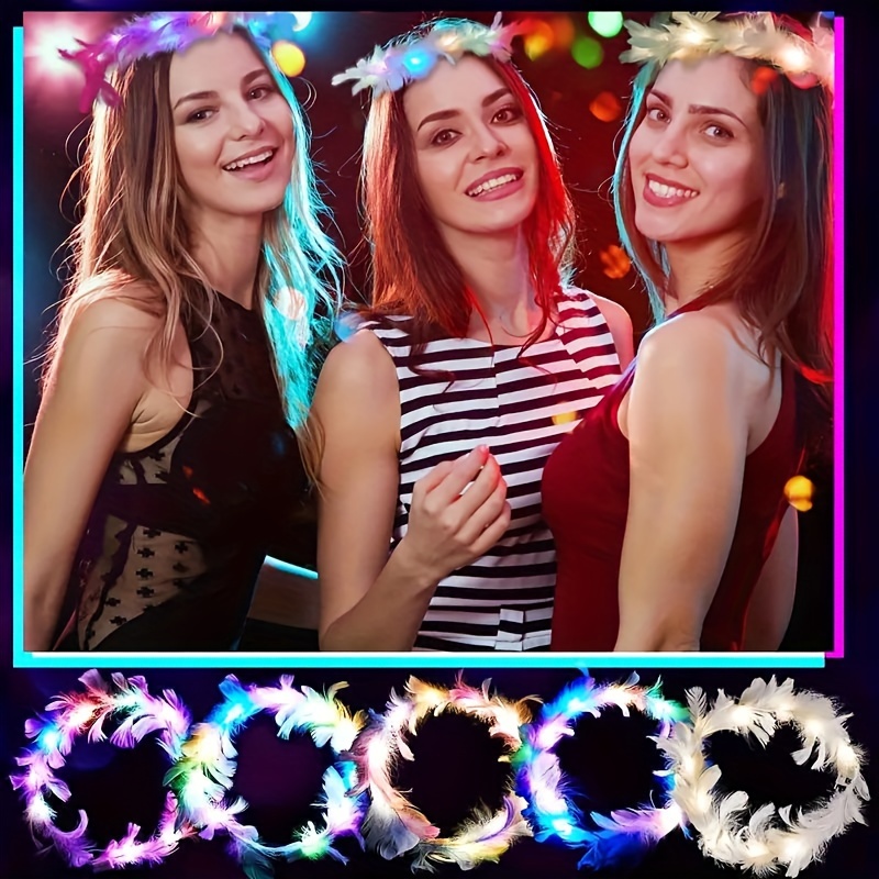 Corona de plumas con luz LED,  - Glow In The Dark Party Glasses reseña y precio