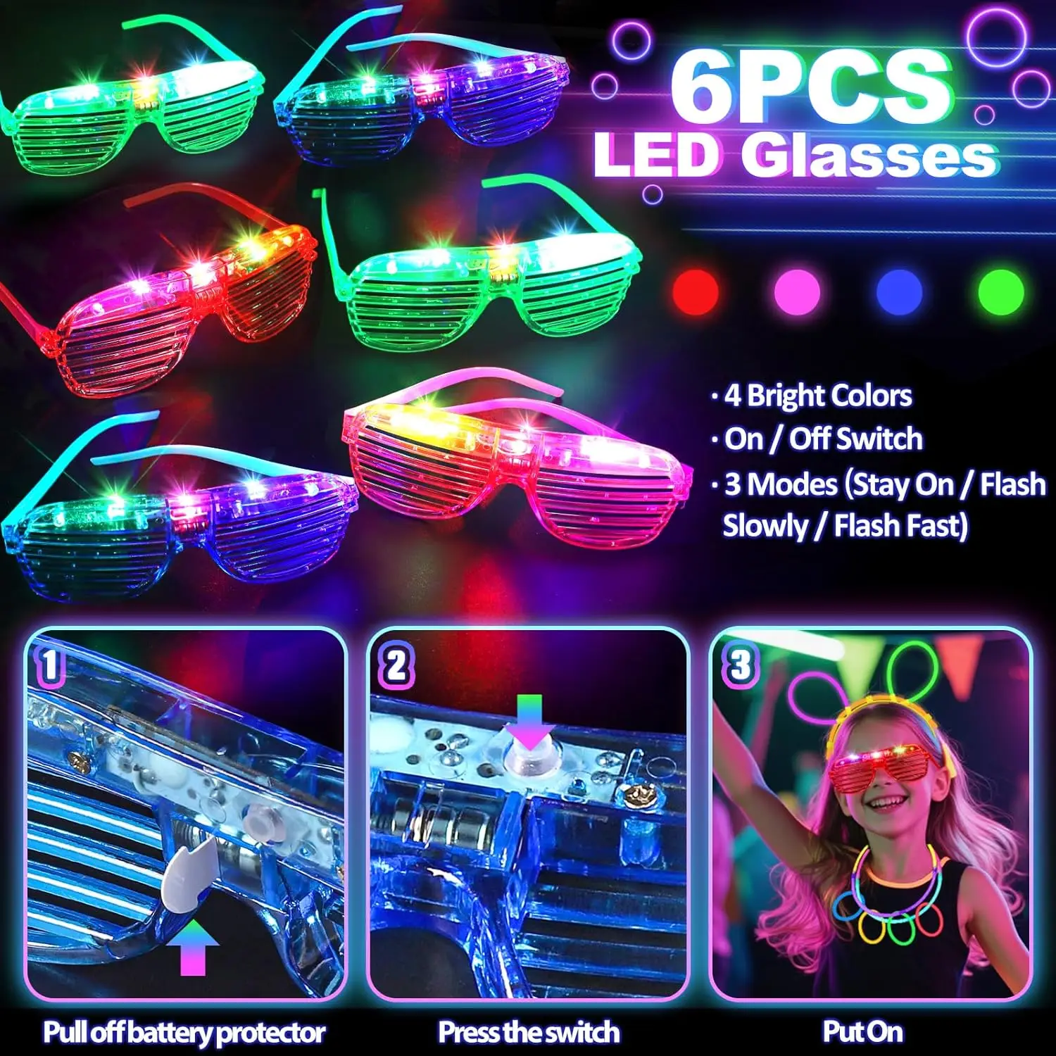 128 piezas de gafas luminosas, - Glow In The Dark Party Glasses reseña y precio
