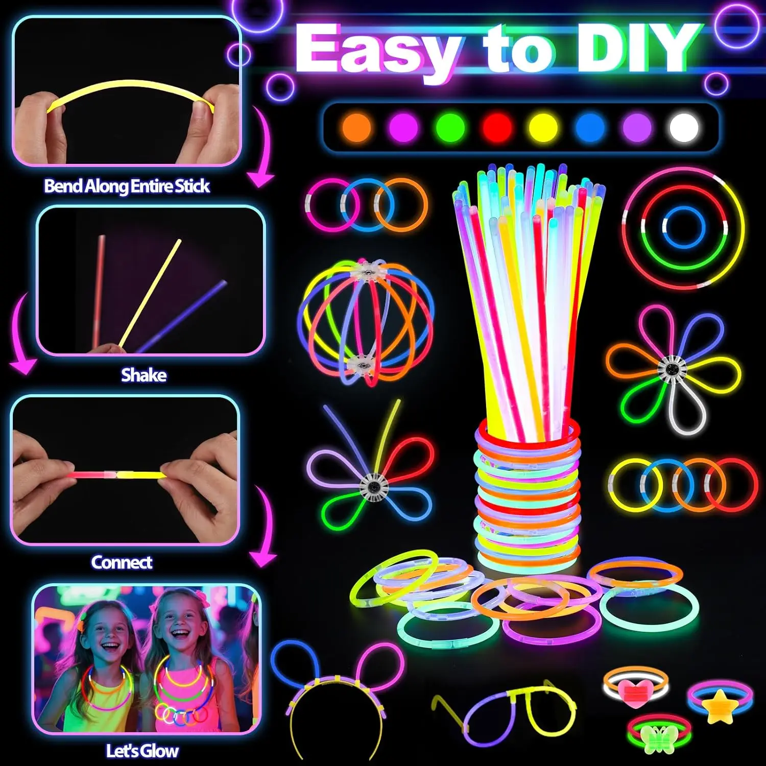 128 piezas de gafas luminosas, - Glow In The Dark Party Glasses reseña y precio