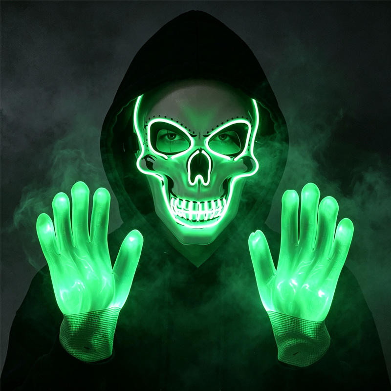 Set de guantes y máscara de ca - Led Purge Mask Halloween reseña y precio
