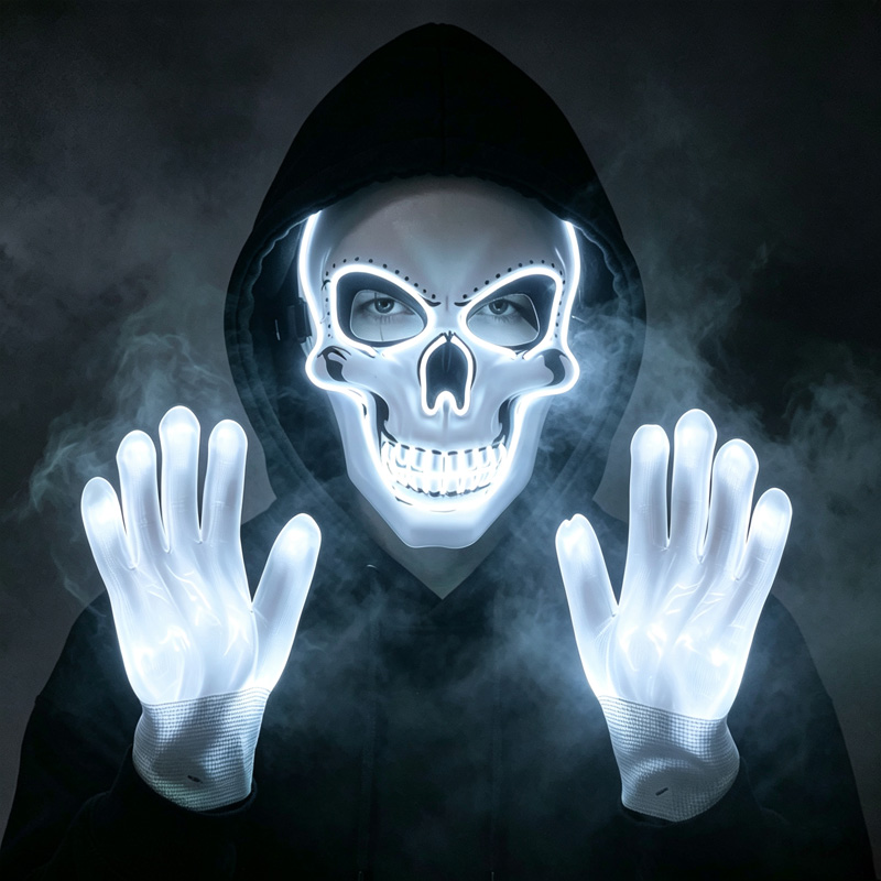 Set de guantes y máscara de ca - Led Purge Mask Halloween reseña y precio
