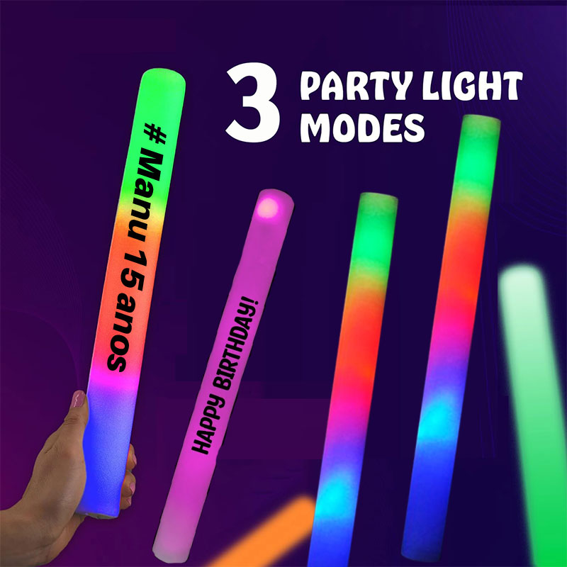 30 barras luminosas de espuma  - Flashing Led Foam Sticks Party reseña y precio